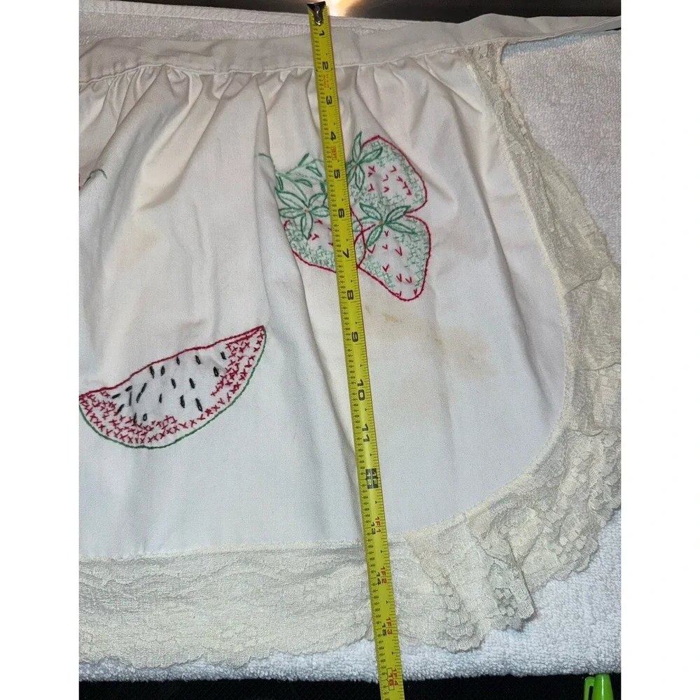 Vintage Hand Embroidered 1/2 Apron Please See‎ Pictures - Stained On Part
